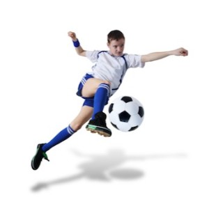 Boy with soccer ball, Footballer. (isolated)