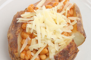 Crispy-jacket-potato-with-cheesy-topped-beans